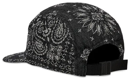 bandana jacquard denim camp cap - black