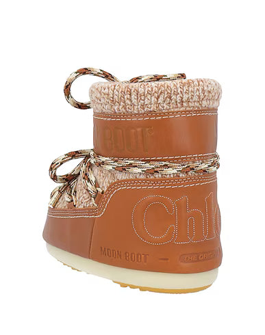 Chloé x Moon Boot Embroidered shearling and Leather Snow Boots 'Camel'
