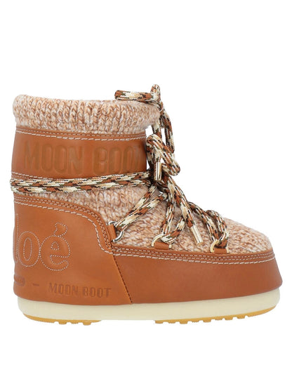 Chloé x Moon Boot Embroidered shearling and Leather Snow Boots 'Camel'
