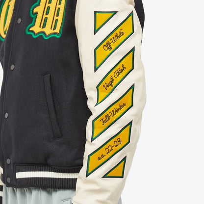 Off-White Graphic Leather Varsity Jacket