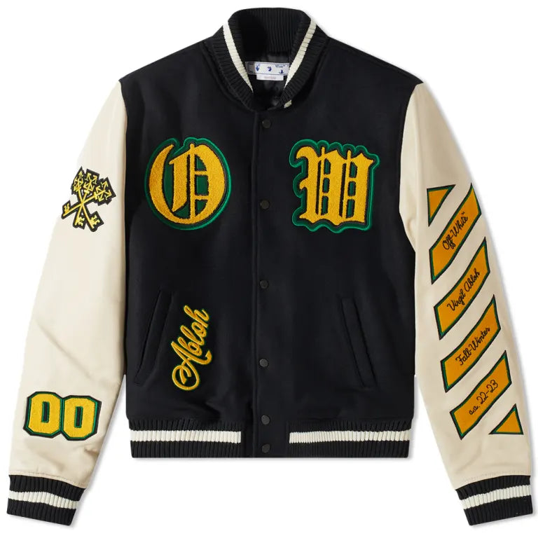 Off-White Graphic Leather Varsity Jacket