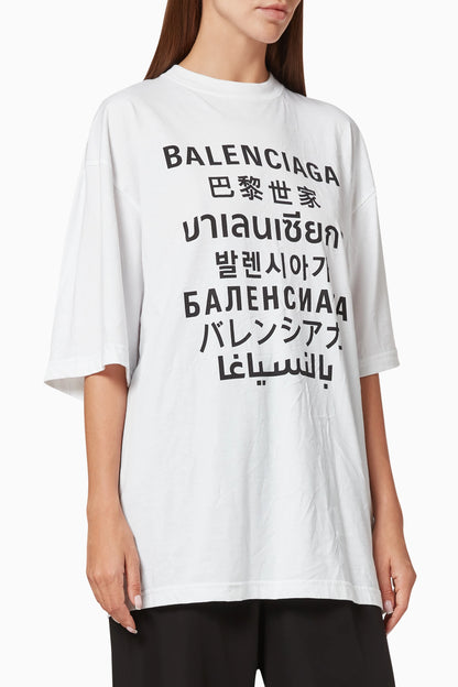 Balenciaga Languages Medium Fit Cotton T-Shirt