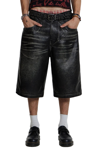 Jaded London Ash Faux Leather Colossus Shorts