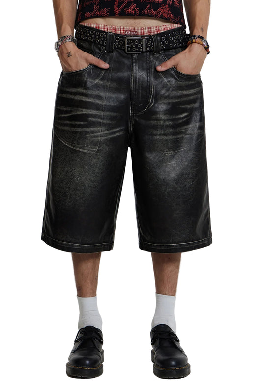 Jaded London Ash Faux Leather Colossus Shorts
