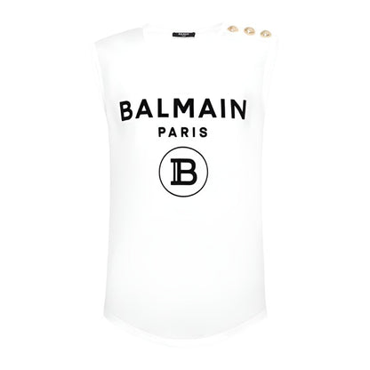 Balmain Logo Tank Top In White