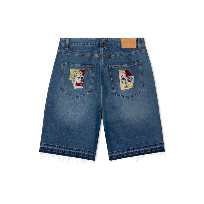 KidSuper Dark Wash Patchwork Face Jorts