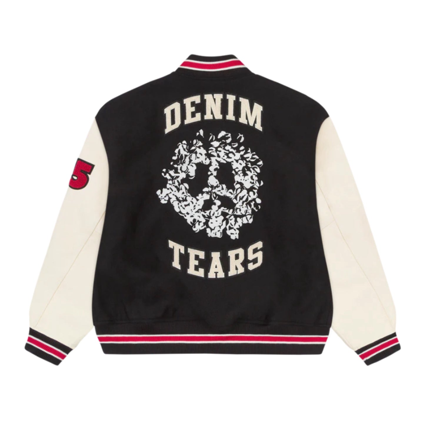 Denim Tears Peace Wreath Varsity Jacket 'Black/White'