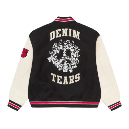 Denim Tears Peace Wreath Varsity Jacket 'Black/White'
