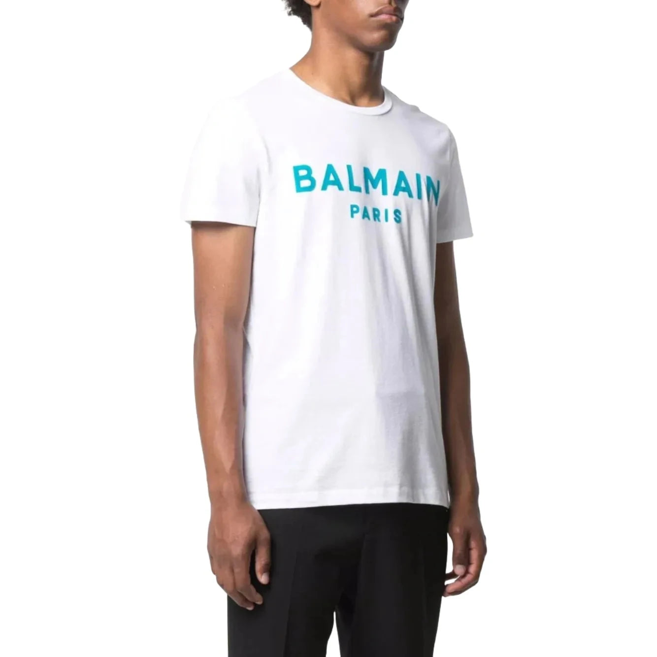 Balmain Logo Flock T-Shirt In White