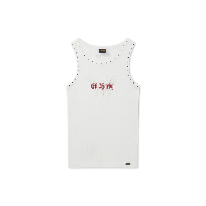 Ed Hardy Washed Rib Vest ‘White’