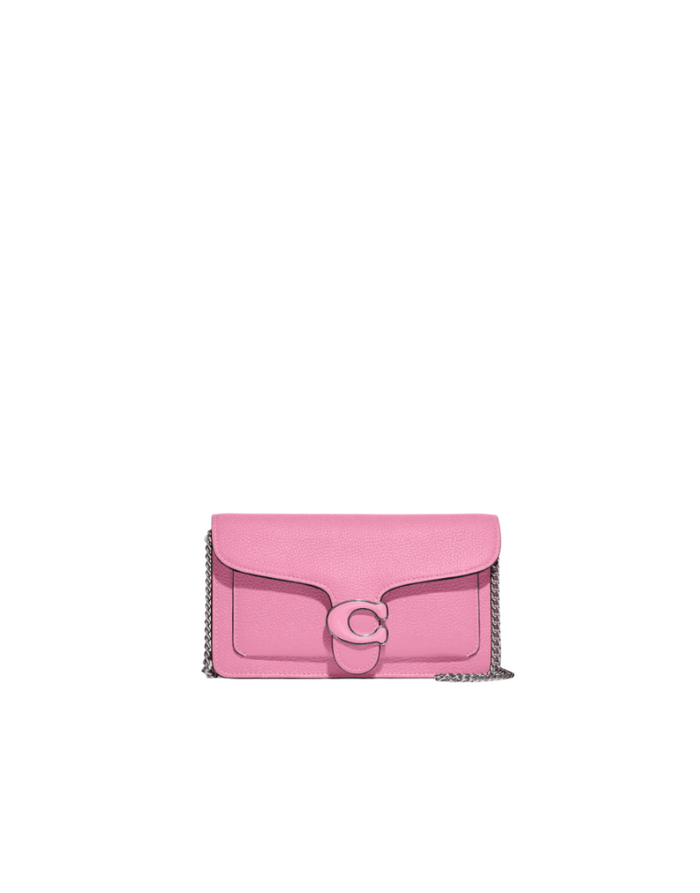 Coach Tabby Vivid Pink Leather Chain Clutch Bag