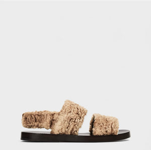 Gucci Faux Fur Slingback Sandals ‘Off Khaki’