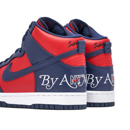 Supreme x Nike SB Dunk High By Any Means 'Red Navy'