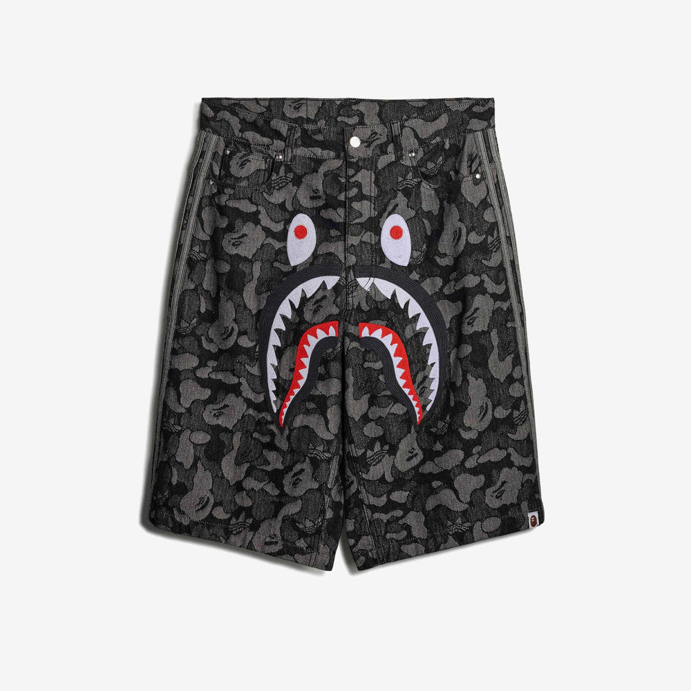 BAPE x Adidas Camo Jacquard Shark Denim Jorts ‘Black’