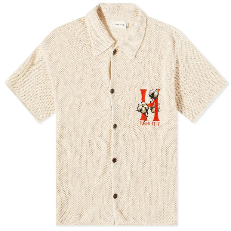 HONOR THE GIFT KNITTED SHORT SLEEVE SHIRT - CREAM