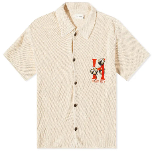 HONOR THE GIFT KNITTED SHORT SLEEVE SHIRT - CREAM