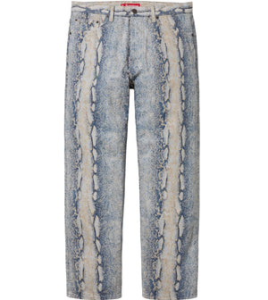Supreme Men's Blue Stadium Snake-Print Jeans