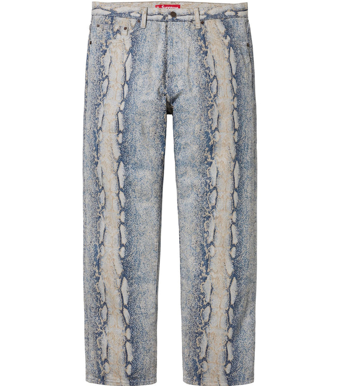 Supreme Men's Blue Stadium Snake-Print Jeans