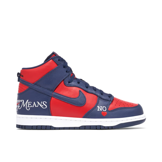 Supreme x Nike SB Dunk High By Any Means 'Red Navy'