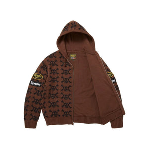 Supreme x Vanson Leathers Skull Hooded Sweater ‘Brown’
