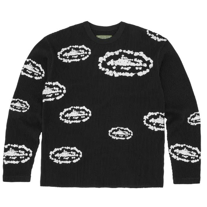 Corteiz x Denim Tears Island Wreath Waffle Thermal Jumper 'Black'