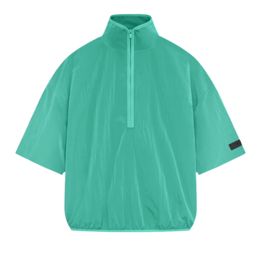 Essentials Halfzip Mockneck Crinkle Nylon Shirt Mint Leaf