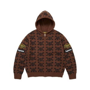 Supreme x Vanson Leathers Skull Hooded Sweater ‘Brown’