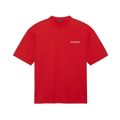 BALENCIAGA LOGO PRINT MEDIUM FIT T-SHIRT IN RED