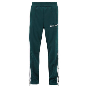 Palm Angels Side-Stripe Track Pants In Dark Green/White