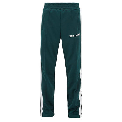 PALM ANGELS SIDE-STRIPE TRACK PANTS IN DARK GREEN/WHITE