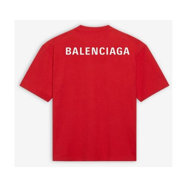 BALENCIAGA LOGO PRINT MEDIUM FIT T-SHIRT IN RED