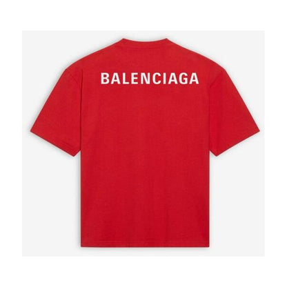 BALENCIAGA LOGO PRINT MEDIUM FIT T-SHIRT IN RED