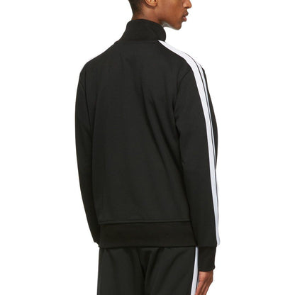 PALM ANGELS TAPED TRACK JACKET IN BLACK/WHITE