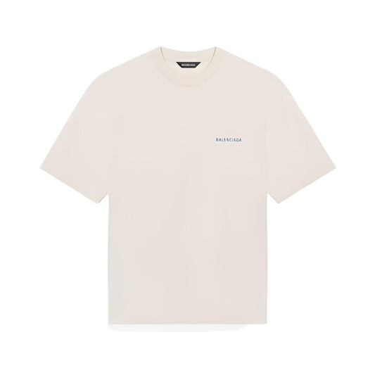 BALENCIAGA LOGO PRINT MEDIUM FIT T-SHIRT IN BEIGE