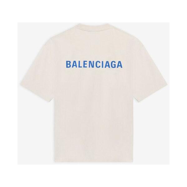 BALENCIAGA LOGO PRINT MEDIUM FIT T-SHIRT IN BEIGE