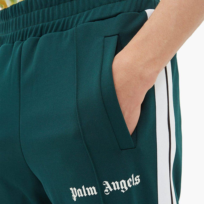 Palm Angels Side-Stripe Track Pants In Dark Green/White