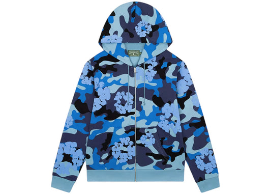 Denim Tears Camo Wreath Zip Hoodie Blue 'London Exclusive'