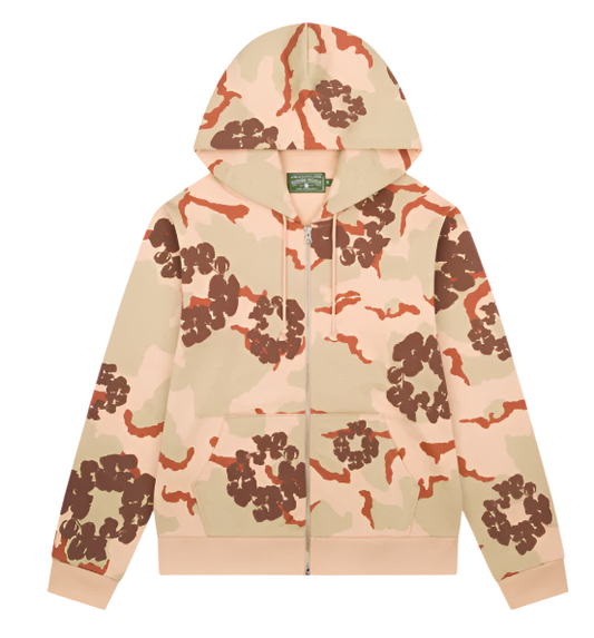 Denim Tears Men's Camo Cotton Wreath Zip Up Hood Desert Sand