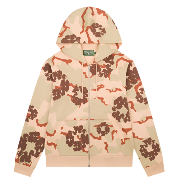 Denim Tears Camo Cotton Zip Up Hood Desert Sand