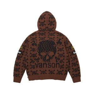 Supreme x Vanson Leathers Skull Hooded Sweater ‘Brown’