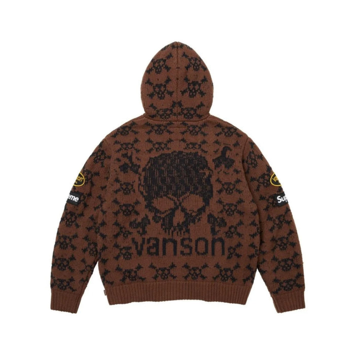 Supreme x Vanson Leathers Skull Hooded Sweater ‘Brown’