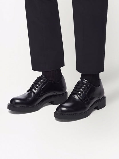 Prada Brushed Lace-up Derby Shoes