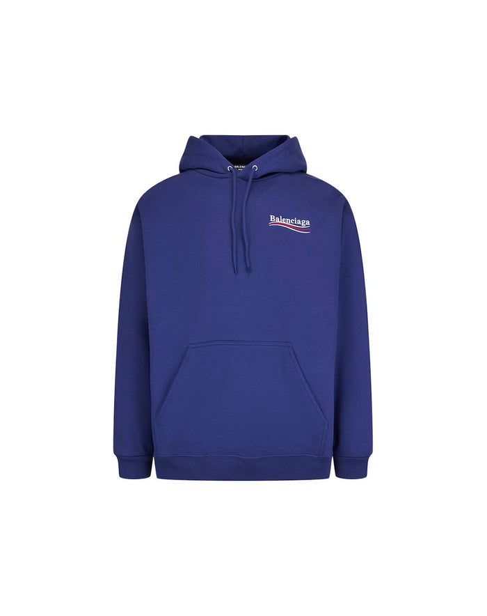 Balenciaga Blue Political Logo Print Hoodie