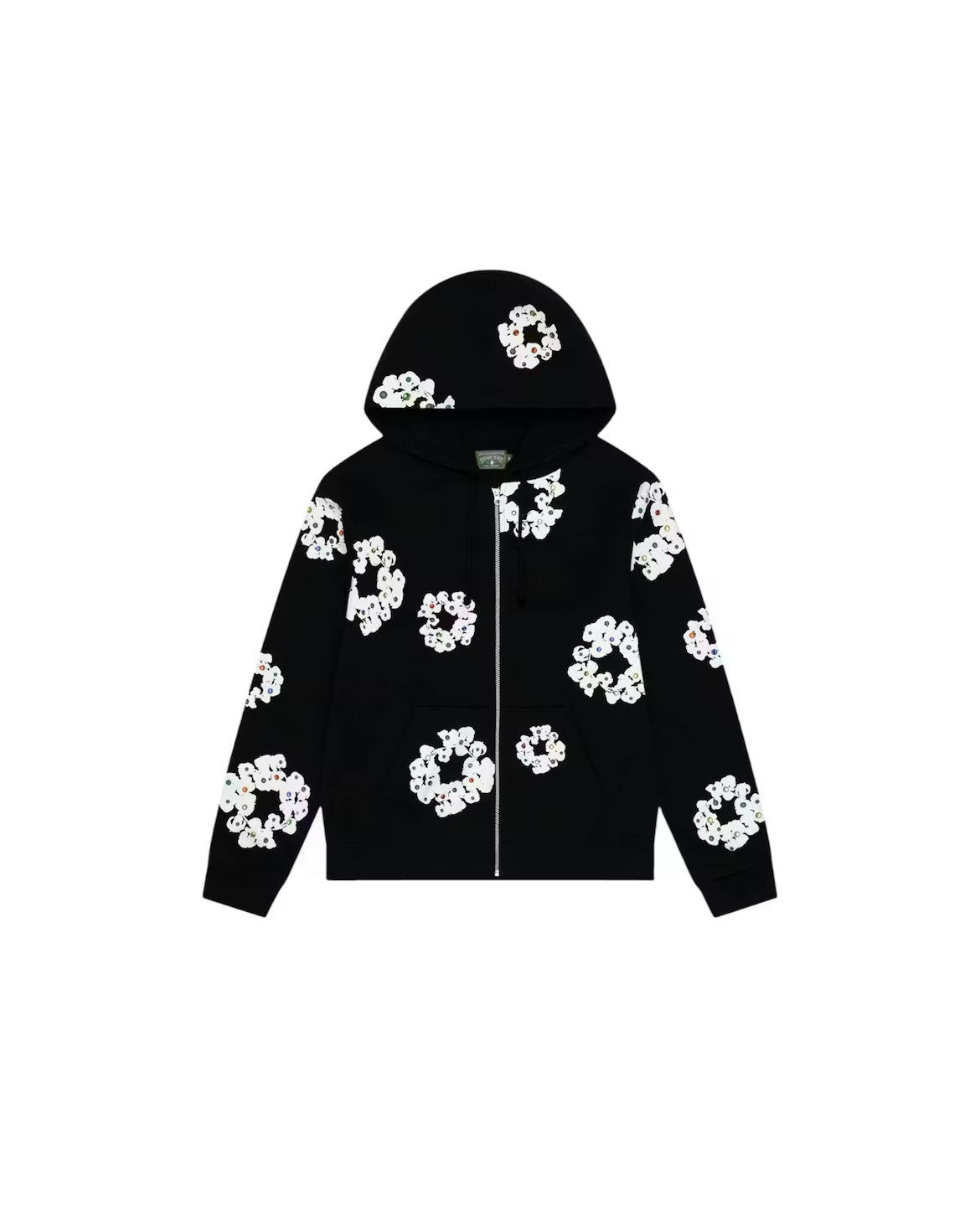 Denim Tears Rhinestone Cotton Wreath Zip Hoodie Vintage 'Black'