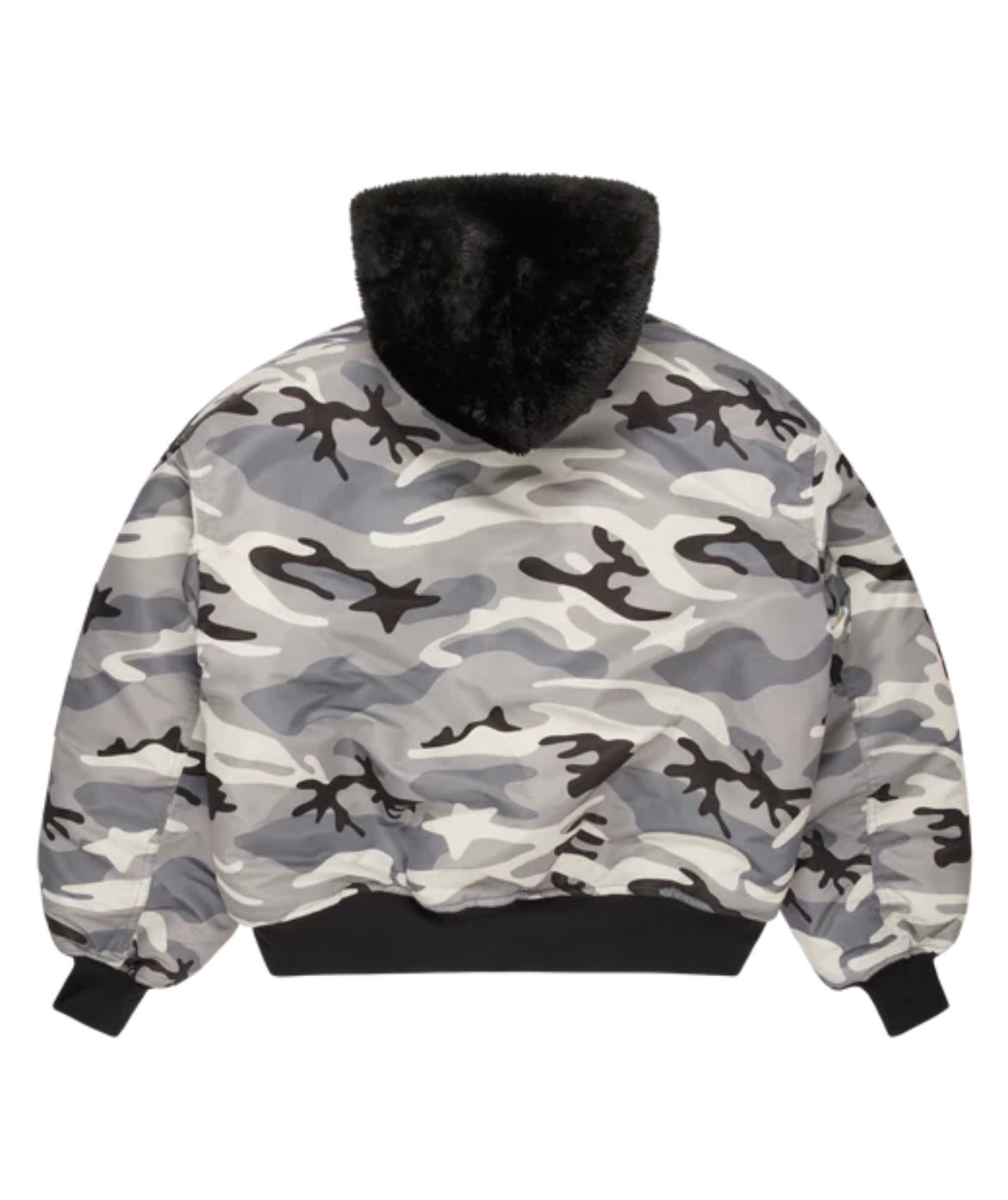 Broken Planet Reversible Snow Camo Fur Bomber
