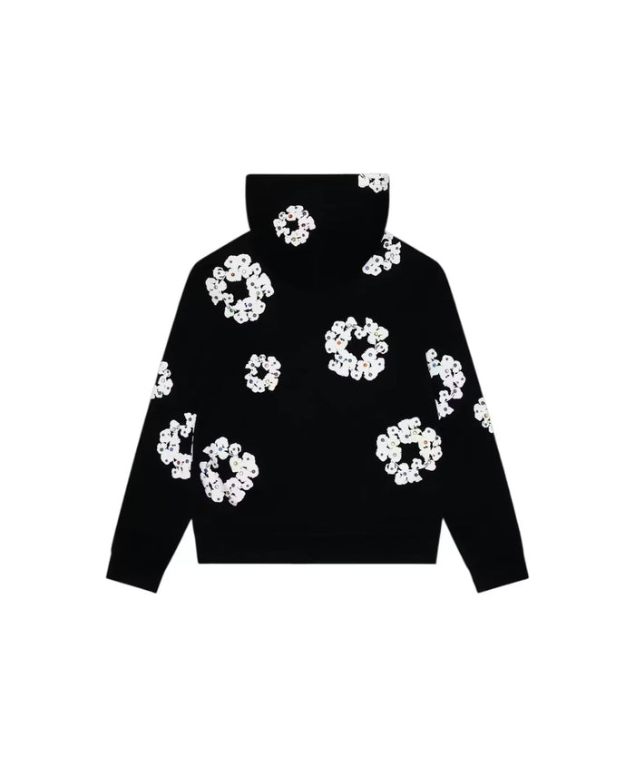 Denim Tears Rhinestone Cotton Wreath Zip Hoodie Vintage 'Black'