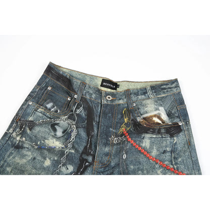 HESNTLS Baggy Fit Jeans - Chains