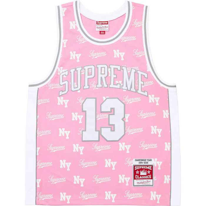 Supreme x Mitchell & Ness Monogram Basketball Jersey ‘Pink’