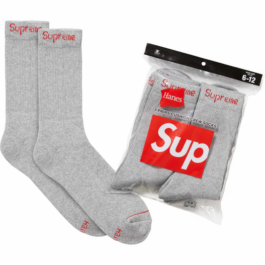 Supreme®/Hanes® Crew Socks (4 Pack) Heather Grey