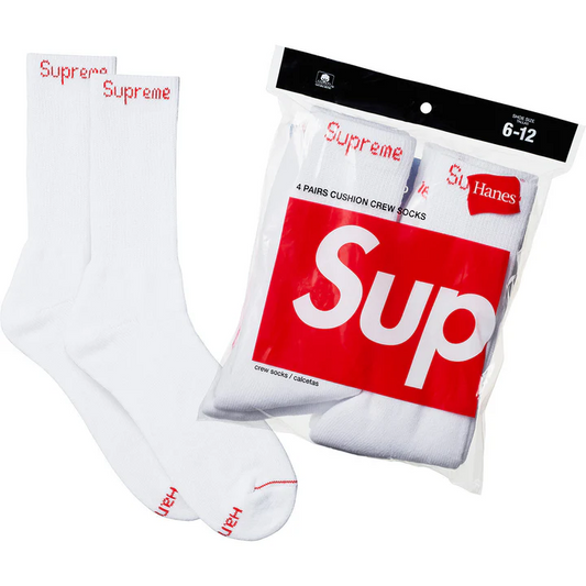Supreme®/Hanes® Crew Socks (4 Pack) White